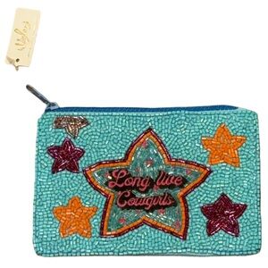 NWT! “ LONG LIVE COWGIRLS “ BLUE BEADED COIN PURSE